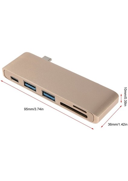Bs 5'i 1 Arada 5port Alüminyum Çok Işlevli Type - C Kart Okuyucu ve Hub USB Hızlı Şarj (Yurt Dışından)