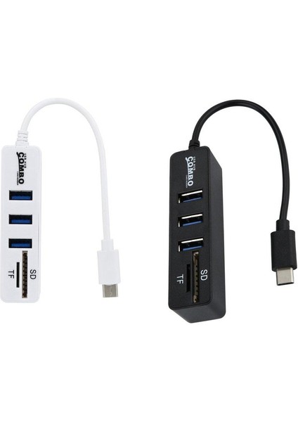 Ma Malloom 2'si 1 Arada C Tipi Kapılar Otg USB 2.0 Hub Splitter Combo 3 ve Sd / Tf Kartı (Yurt Dışından)