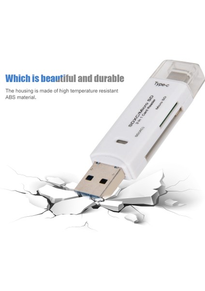 Mikro USB Kart Okuyucu Yeni Çok Işlevli 3'ü 1 Arada Tip - C Yüksek Hızlı İletim (Yurt Dışından)