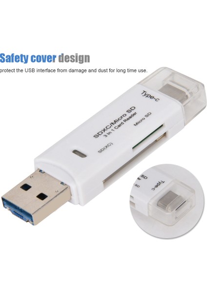 Mikro USB Kart Okuyucu Yeni Çok Işlevli 3'ü 1 Arada Tip - C Yüksek Hızlı İletim (Yurt Dışından)