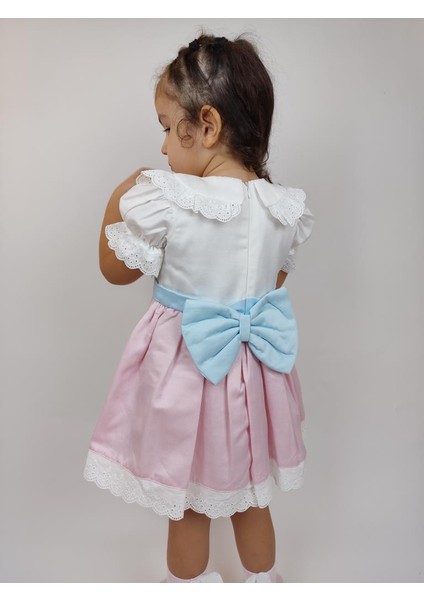 Dmını Bebe Yaka Arkası Fiyonklu Kız Çocuk Elbise, Kız Bebek Doğum Günü Elbise ID:126 fiyatları