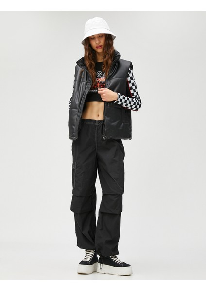 Şişme Yelek Deri Görünümlü Dik Yaka Çıtçıt Kapama modelleri