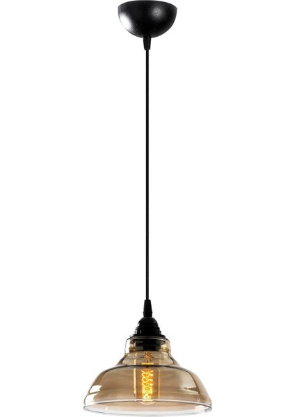 Special Tekli Siyah Model Modern Füme Camlı Sarkıt Avize