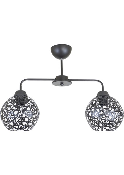Ikili Selçuklu Model Modern Siyah Plafonyer Avize