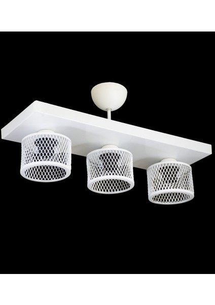 Üçlü Kafes Model Modern Plafonyer Avize