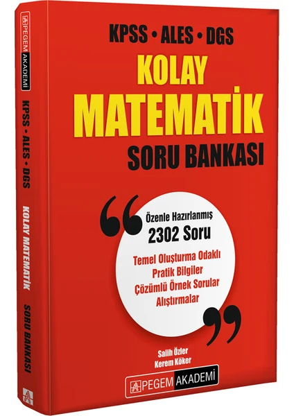 Pegem Akademi Yayıncılık KPSS ALES DGS Kolay Matematik Soru Bankası