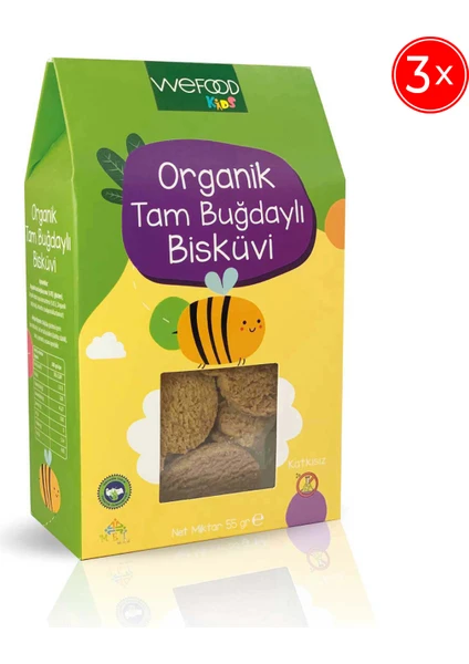 Kids Organik Tam Buğdaylı Bisküvi 55 gr 3'lü 8683347032761