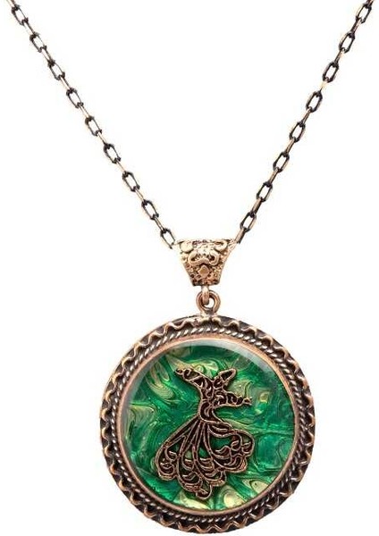 Ebrulu Semazen El Işi Otantik Reçine Kolye Cevşen (1764-3)