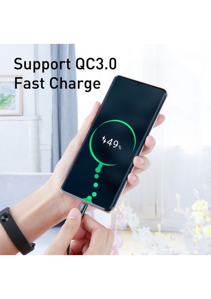 C Tipi Type Pd 60W Kablo Hızlı Şarj Emniyeti Için Qc3.0 USB C Veri Kablosu - Siyah (Yurt Dışından)