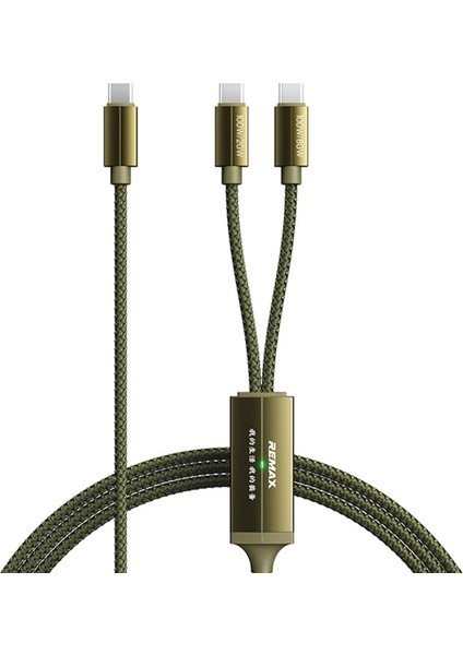 2'si 1 Arada USB C Çift USB C Telefon Tipi C Şarj Kablosu 100W Hızlı Şarj Kablosu - Yeşil (Yurt Dışından)