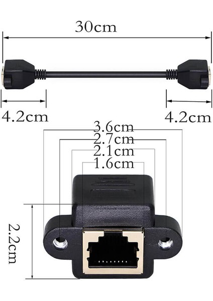 RJ45 Cat5 Cat6 Cat7 Dişi Dişi Panel Tipi Konnektör Ara Uzatma - 30CM