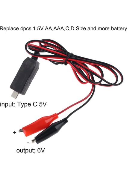 Lr3 Lr6 C D Aa Aaa Pil Eliminator USB C 5V 6V Step Up Klip Kablosu 1m (Yurt Dışından)