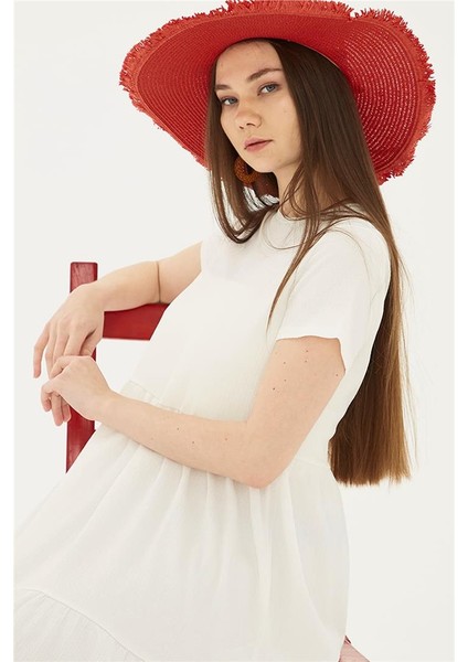 Kısa Kollu Elbise Ekru / Ecru