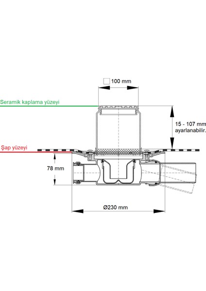 Tip 42 10X10CM 50'lik Yan Çıkışlı Lağım Kanalizasyon Pis Koku Önleyici Sifonlu Izolasyonlu Yer Banyo Duş Için Gider Süzgeci