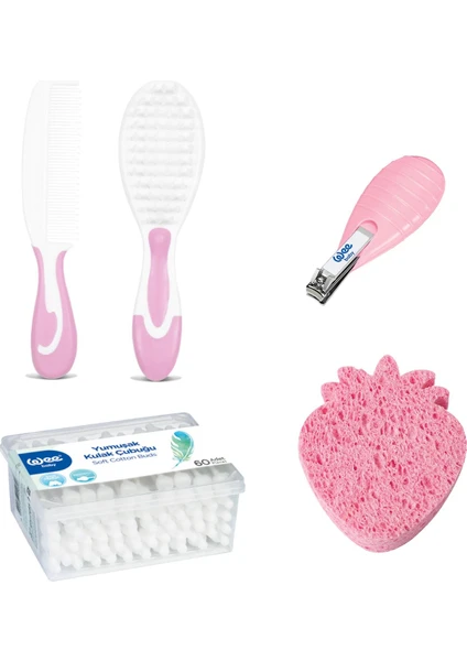 Wee Baby Banyo Bakım Seti - Pembe (4'lü Set)