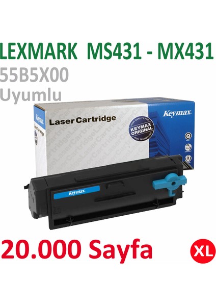 Lexmark 55B5X00 MS431 I MX431 20.000 Sayfa Yüksek Kap. Siyah Avrupa Muadil Toner modelleri