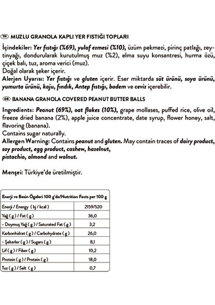 Jul Muzlu Granola Kaplı Yer Fıstığı Topları 3 x 90g