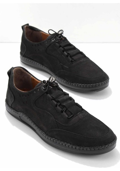 Siyah Nubuk Leather Erkek Casual Ayakkabı E01733702201