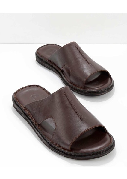 Kahve Leather Erkek Terlik E04804050603