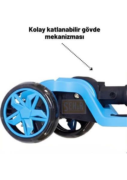 Tulpar 4 Yaş LED Işıklı 3 Tekerlek Yükseklik Ayarlı Katlanabilir Çocuk Scooter