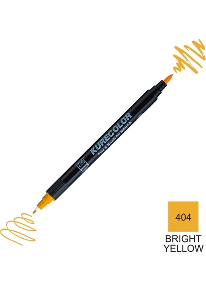 Kurecolor Mangaka Fine&brush Çift Taraflı Kalem CNKC-2200 No 404 Bright Yellow