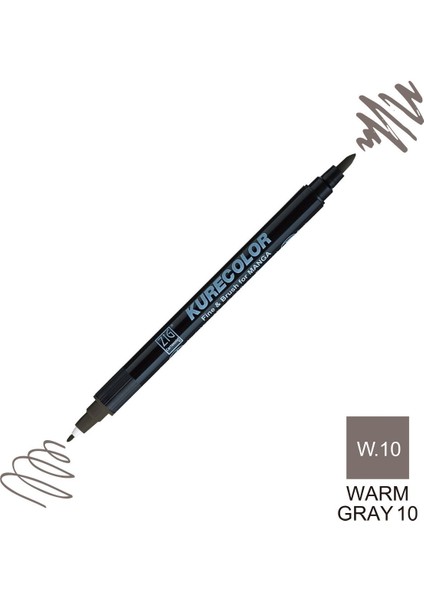 Kurecolor Mangaka Fine&brush Çift Taraflı Kalem CNKC-2200 No W.10 Warm Gray 10