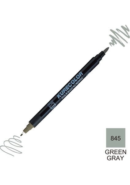 Kurecolor Mangaka Fine&brush Çift Taraflı Kalem CNKC-2200 No 845 Green Gray