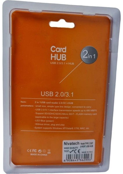 Nivatech Typec - 4port USB 2.0 Çoklayıcı USB Hub