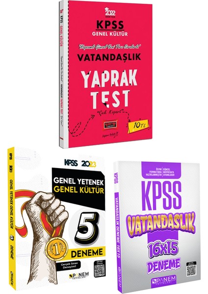 Yargı Yayınevi KPSS Vatandaşlık Yaprak Test+Panem Genel Yetenek Genel Kültür  5 Deneme+Vatandaşlık Deneme