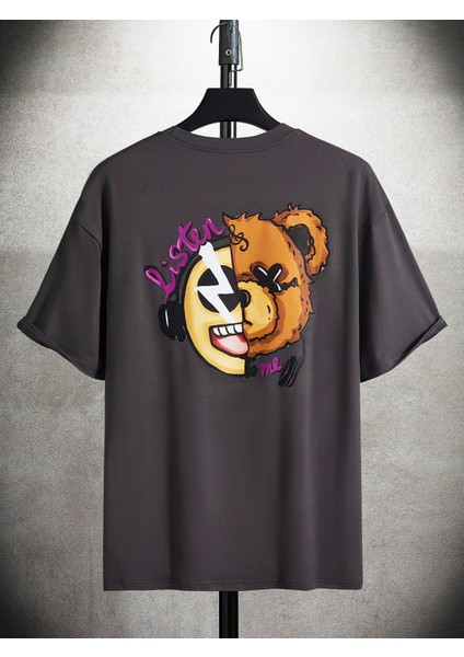 Listen Me Baskılı Oversize T-Shirt