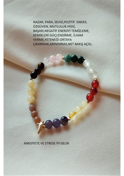 6 mm Güneş Taşı Sitrinkalsit Pembe Kuvarsametistakik Kaplangözü Apatit Selenit Doğaltaş Bileklik