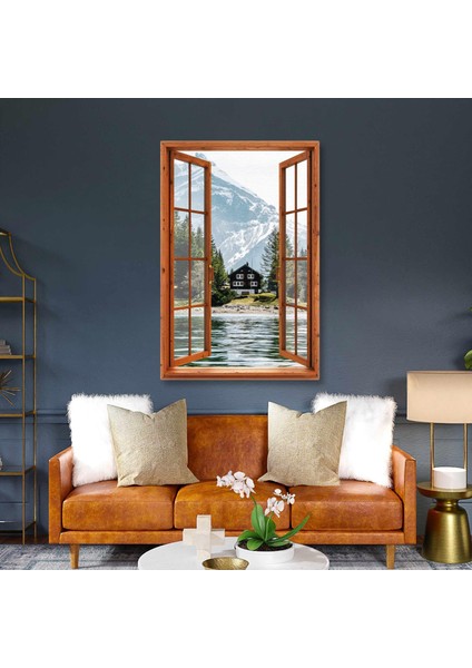 Dağ ve Göl Manzarası Doğa Orman Dekorasyon Kanvas Tablo