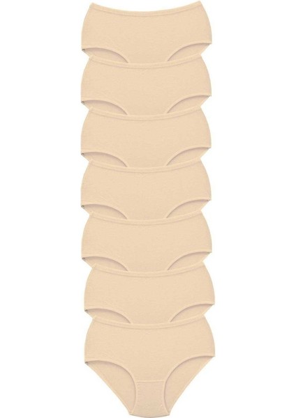 7 Adet Tutku Kadın Yüksek Bel Bato Kalın Lastik Külot Ten