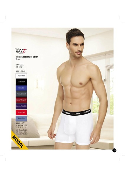 Erkek Modal Elastan Spor Boxer 1252 - 9 Adet fiyatları