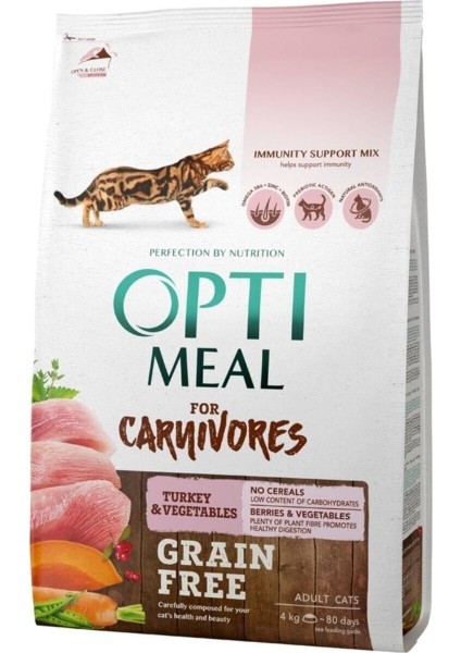 Tahılsız Hindili-Sebzeli Yetişkin Kedi Maması 4 kg