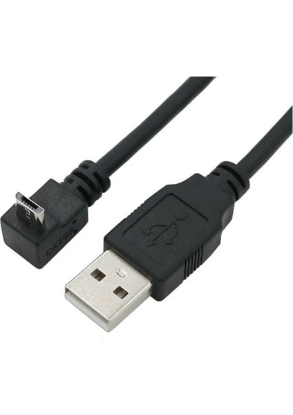 90 Derece Micro USB Erkek To USB A Erkek Kablo - Mikro USB - 30CM