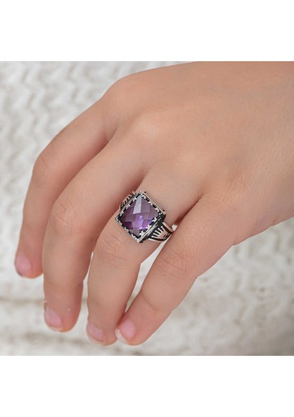 Gümüş Lila Zirkon Taşlı Çocuk Erkek Yüzük modelleri