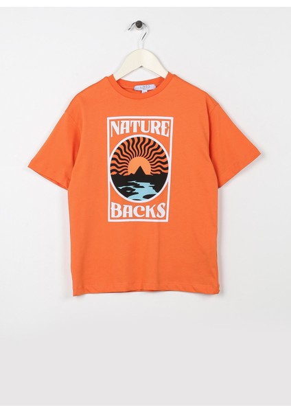 Baskılı Turuncu Erkek Çocuk T-Shirt Nature Boy-23