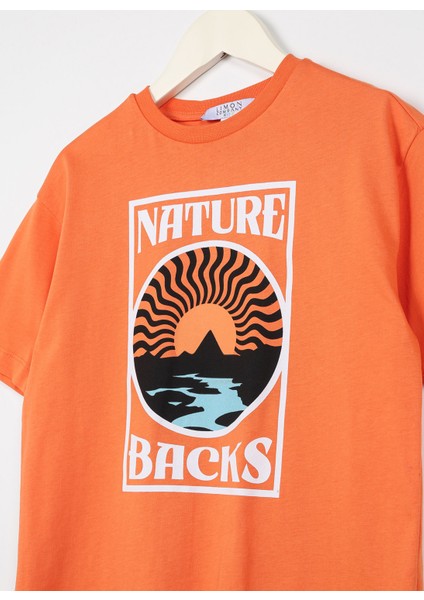 Baskılı Turuncu Erkek Çocuk T-Shirt Nature Boy-23