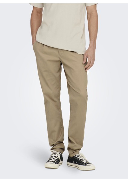 Dar Açık Kahve Erkek Chino Pantolon 22016775_ONSCAM Chıno Pk 6775 modelleri