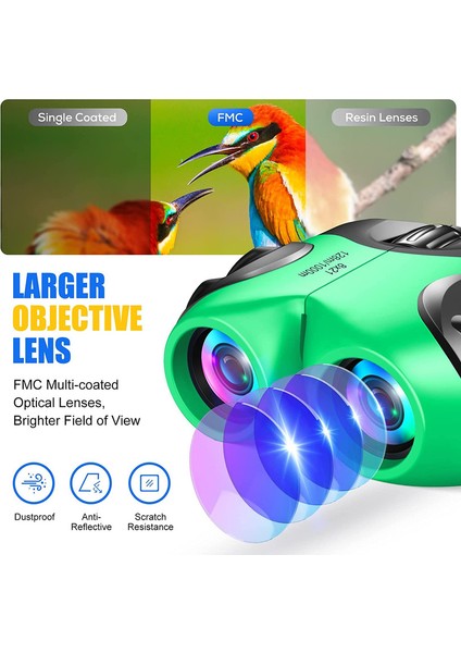8X21 Çocuklar Için Kompakt Yüksek Çözünürlüklü Şok Geçirmez Dürbün - Yeşil (Yurt Dışından) fırsatları