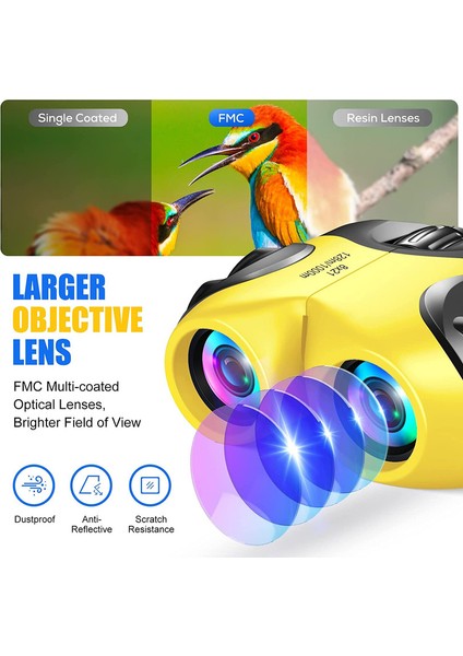 8X21 Çocuklar Için Kompakt Yüksek Çözünürlüklü Şok Geçirmez Dürbün - Sarı (Yurt Dışından) fırsatları