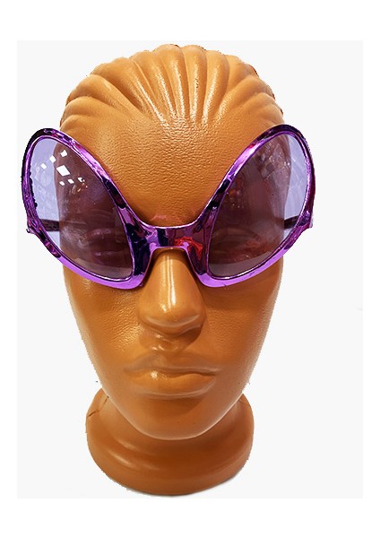 Parti Aksesuar Mor Renk Alien Parti Gözlüğü Retro Parti Gözlüğü 8X13 cm