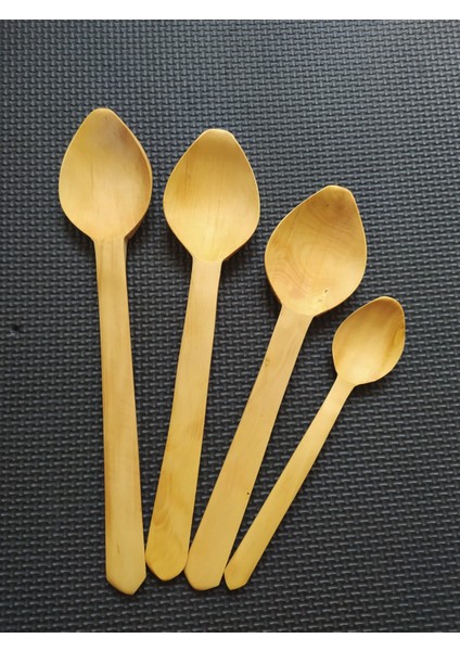 Trabzon Bölgesi El Yapımı Hakiki Şimşir Kaşığı 4'lü Set