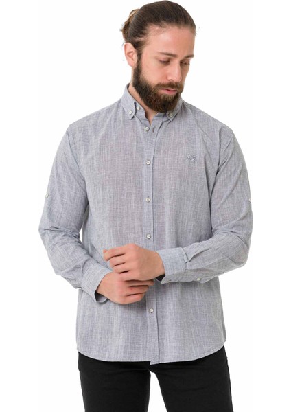 CH199 Gri Keten Yazlık Regular Gömlek