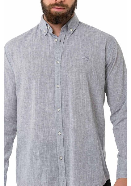 CH199 Gri Keten Yazlık Regular Gömlek modelleri
