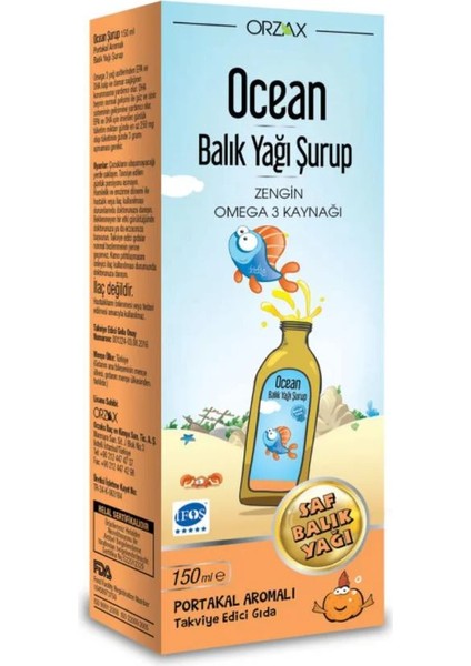 Ocean Balık Yağı Portakal Aromalı Şurup 150 ml