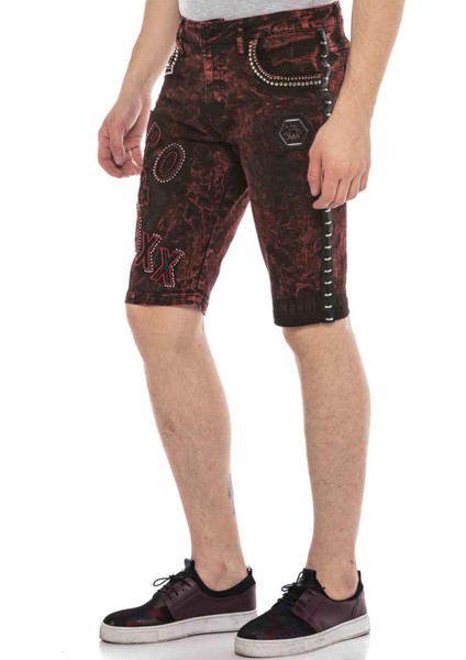 CK207 Alaca Bordo Parlak Metalli Kot Şort10