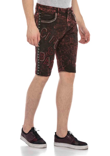 CK207 Alaca Bordo Parlak Metalli Kot Şort10 modelleri