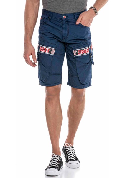 CK243 Şerit Detaylı Lacivert Kargo Kapri10